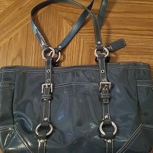 Coach Blue Patent Leather Gallery Tote